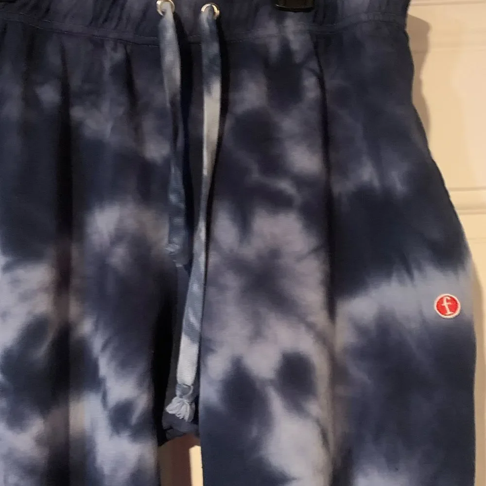 Blue and White Tie-Dye Joggers with Stretchy Comfort